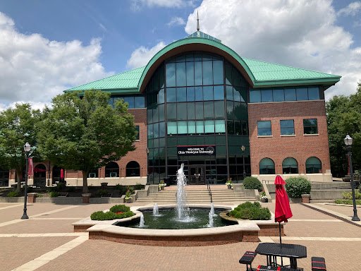 A peaceful campus courtyard looks perfect, showing no signs of sewer trouble that Drain Bros llc can easily solve if needed.