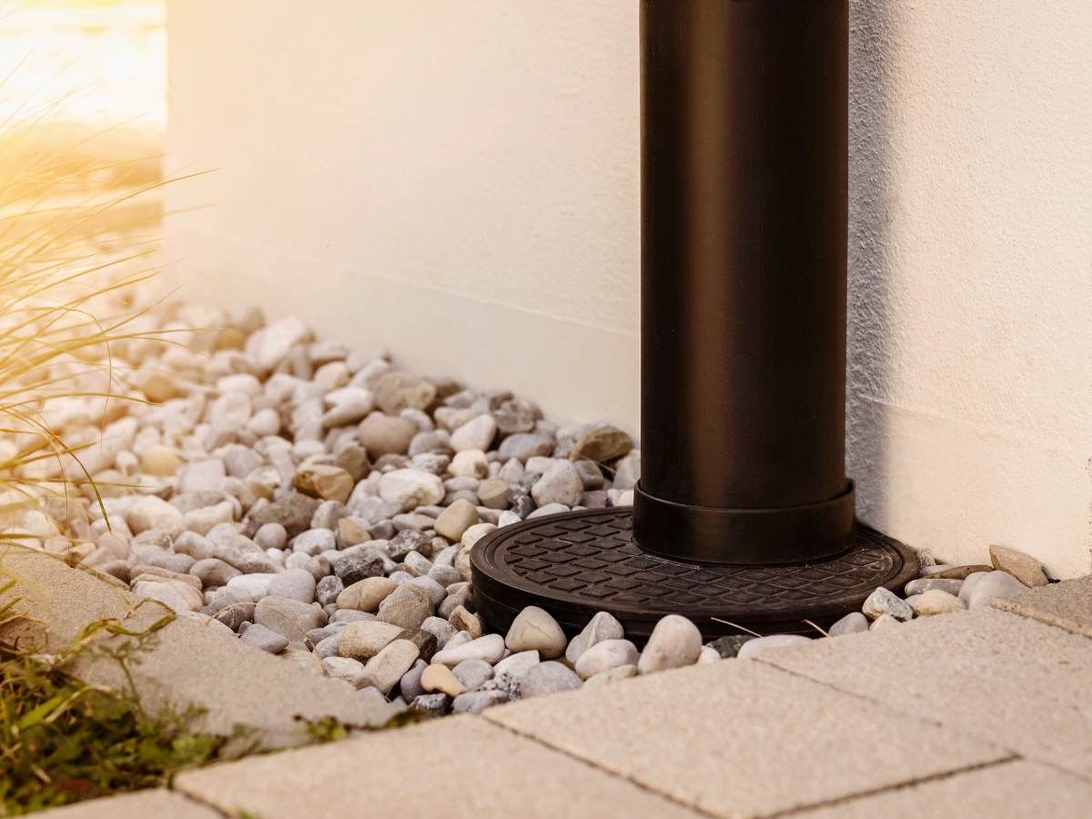 Drain Bros llc shows a neat outdoor drainage setup, showing expert installation for home water management.